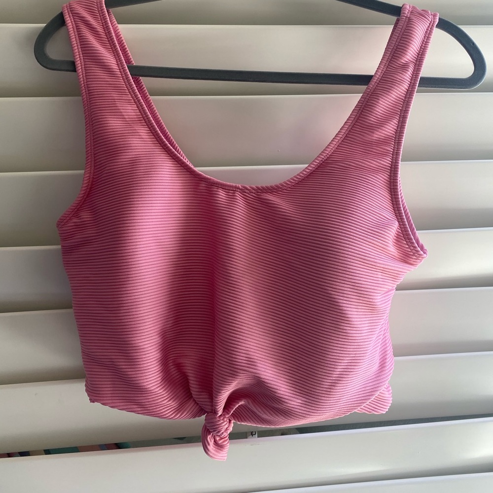 Pink Crop Top Tie Bikini Top